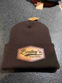 ~NEW~ Bentley's Drum Shop Genuine Leather Patch Beanie Hats