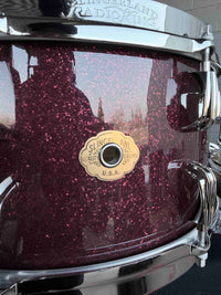 ~NEW!~ Slingerland RadioKing Solid Shell Maple 7x14 Snare Drum in Maroon Glass Glitter with Nickel Hardware