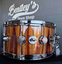 ~WOW!~ DW Collector's Series SSC Pure Maple 7x14 Snare Drum in Citrus Gloss Lacquer over Exotic Candy Stripe Padauk with Chrome Hardware