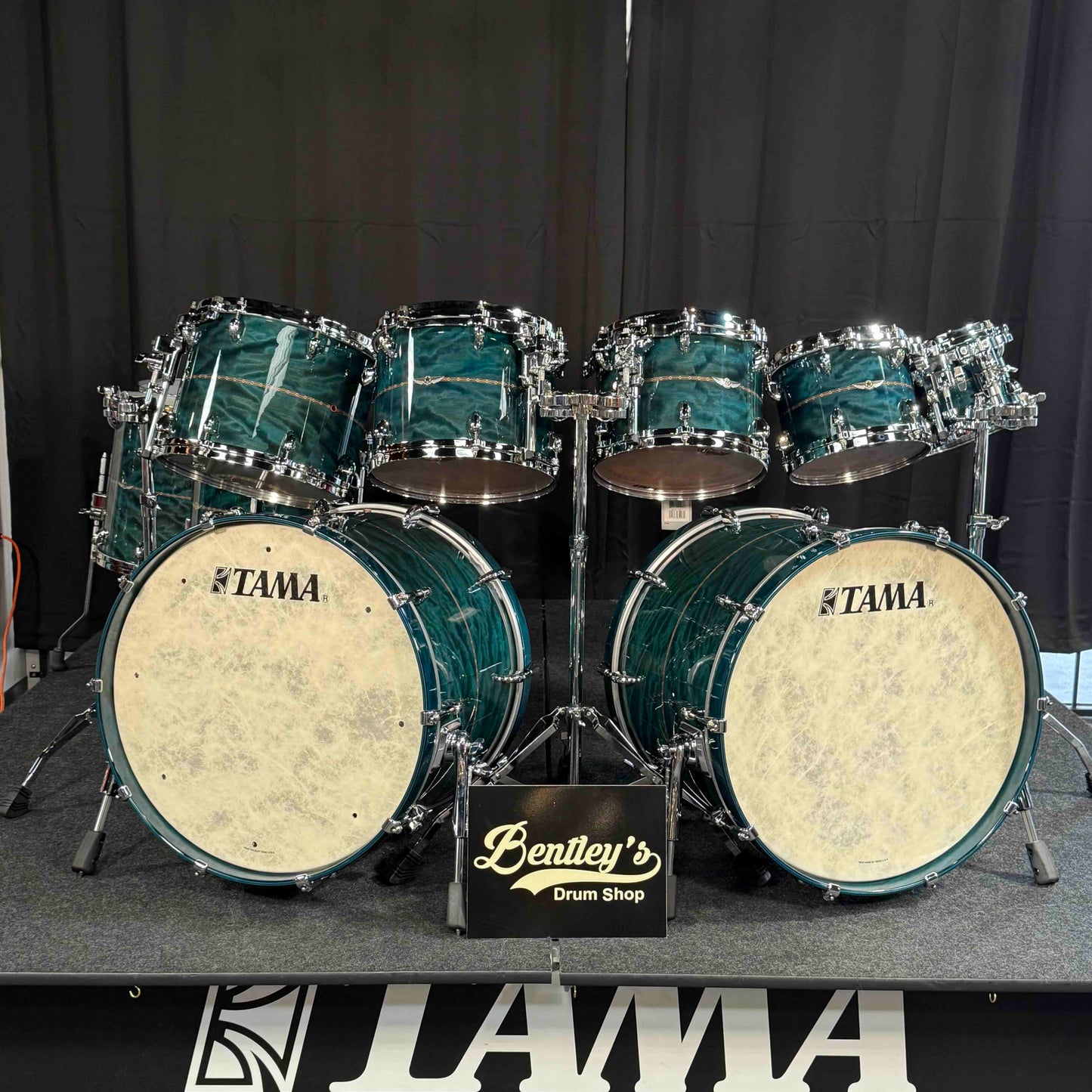 ~WOW!~ TAMA STAR Bubinga 10-Piece Double-Bass Drum Kit Set in Wild Sea Blue Bosse Gloss Lacquer with Dual Inlay