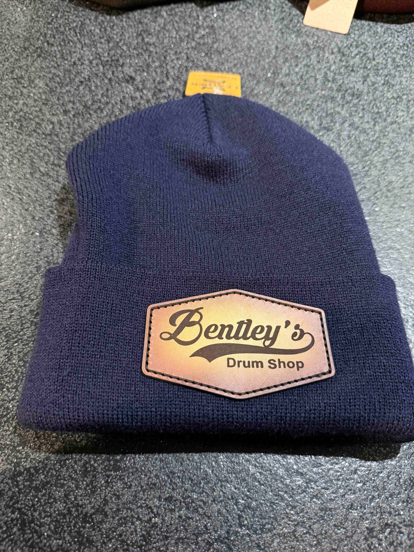 ~NEW~ Bentley's Drum Shop Genuine Leather Patch Beanie Hats