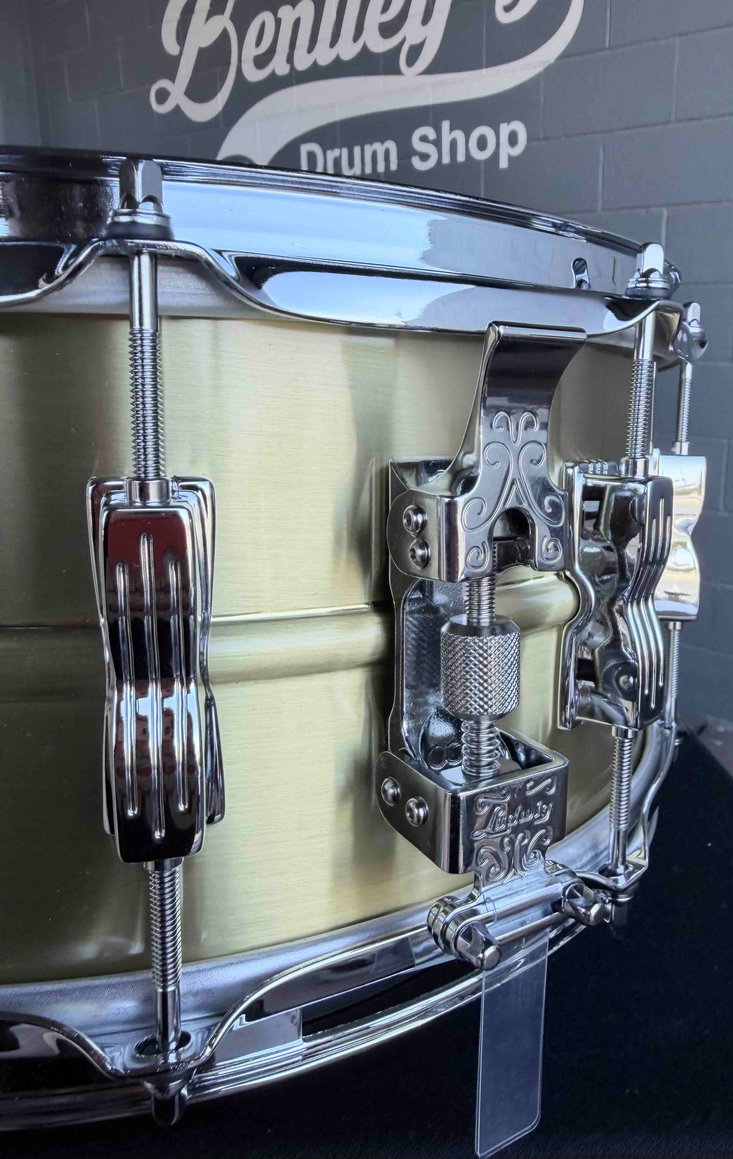 Ludwig Acro-Brass 6.5x14 Snare Drum with P86 Millennium Strainer Throw Off (Displayed at 2026 NAMM Show!)