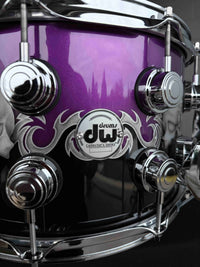 ~NEW~ DW Collector's Series 333 Pure Maple 8x14 Snare Drum in Exotic Sawblades & Skulls Graphics w/ Chrome Hardware