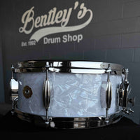 ~NEW!~ Slingerland RadioKing Artist Mahogany/Poplar 5.5x14 Snare Drum in White Marine Pearl with Nickel Hardware