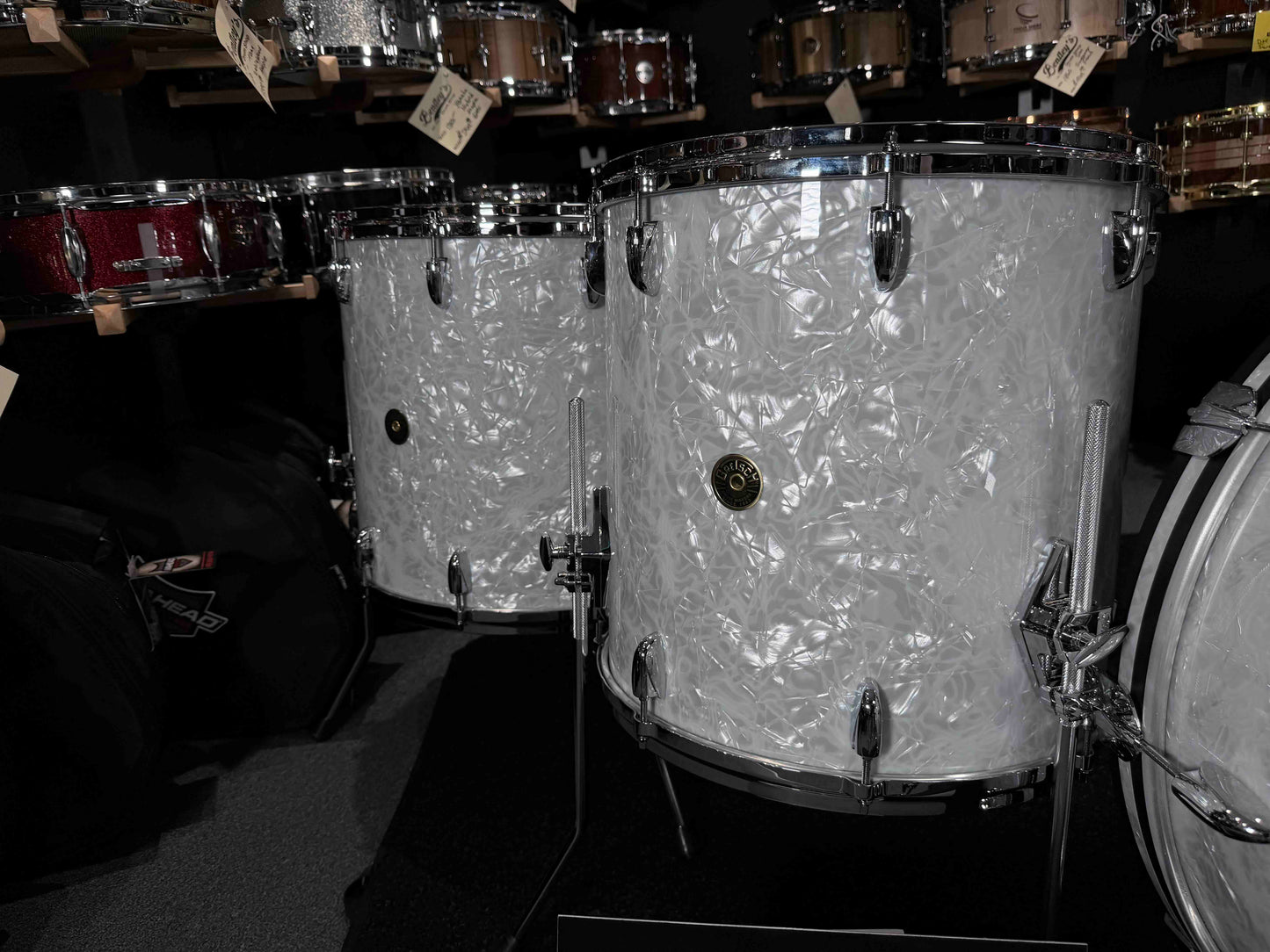 ~WOW!~ Gretsch USA Custom 4-Piece 13/16/18/24 Drum Kit Set in 60's Marine Pearl Nitron
