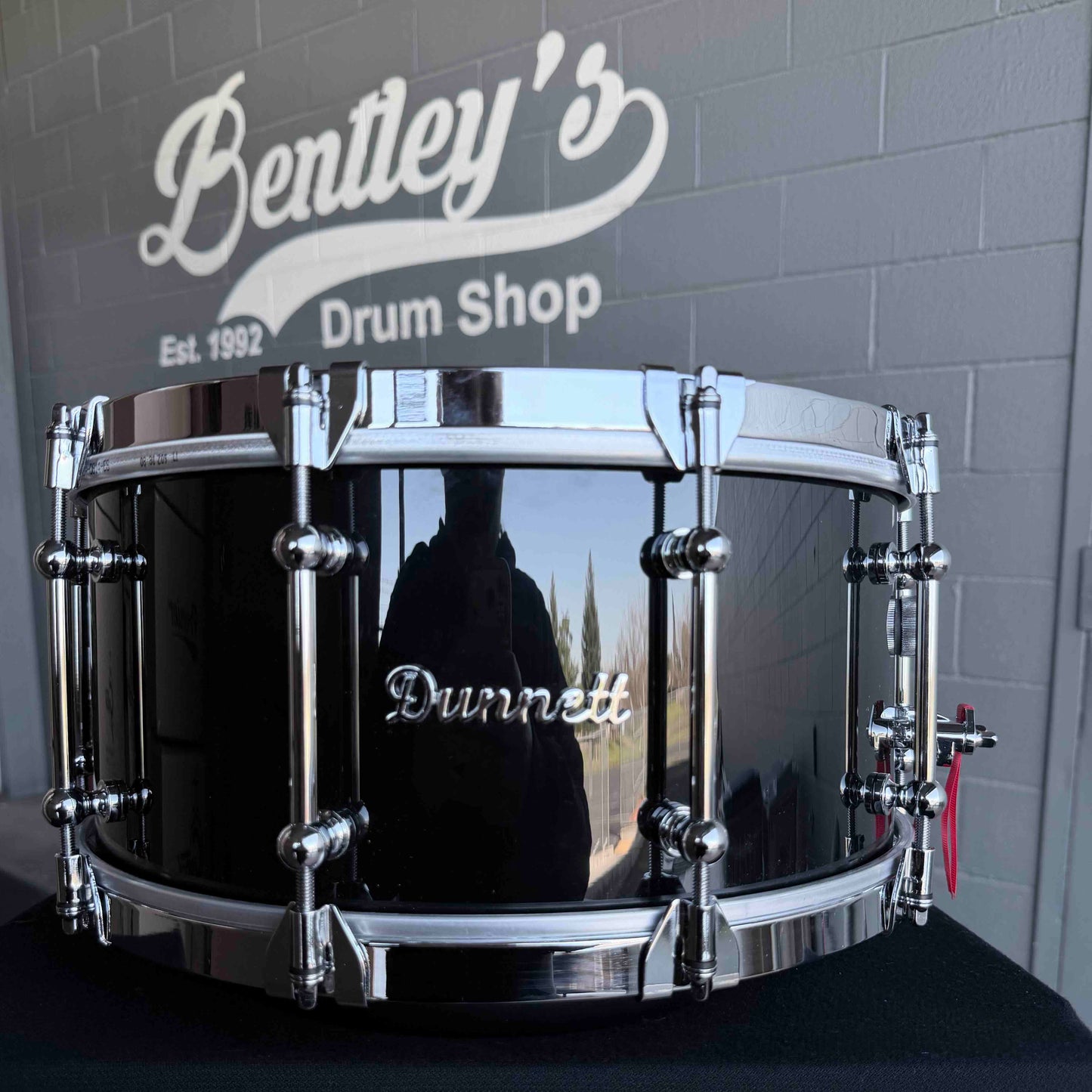 ~NEW!~ 2026 Dunnett 8-Lug StereoPly Maple/Poplar Hybrid 7x14 Snare Drum in Gloss Black Lacquer w/ CR Hoops & Dunnett Bag