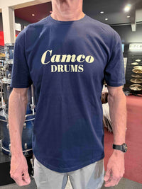 ~NEW!~ Camco Drums T-Shirt with Creme Font in Navy Blue, Dark Chocolate and Black