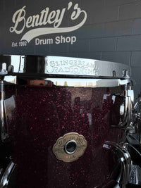 ~NEW!~ Slingerland RadioKing Solid Shell Maple 7x14 Snare Drum in Maroon Glass Glitter with Nickel Hardware