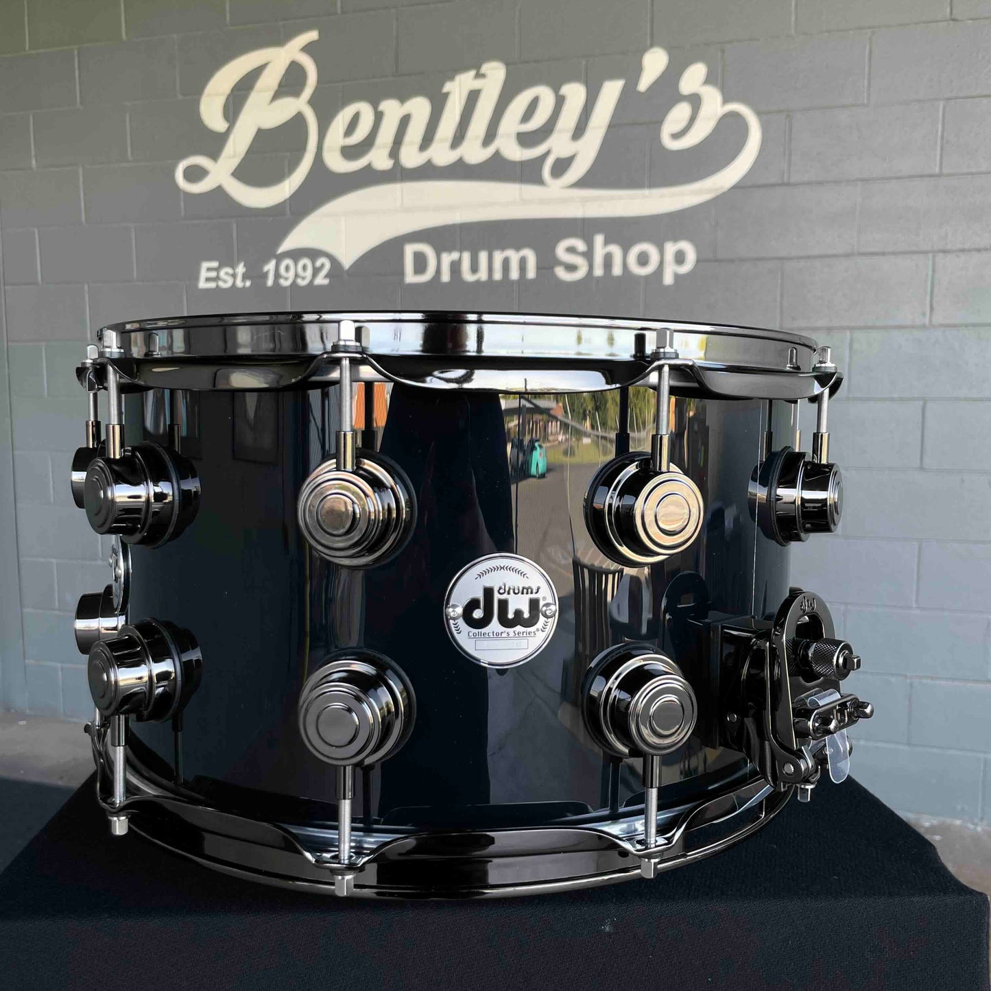 DW Collector's Series 333 Pure Maple 8x14 Snare Drum in Gloss Black FinishPly with Black Nickel Hardware