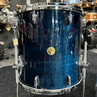 ~WOW!~ Gretsch USA Custom 4-Piece 10/12/16/22 Drum Kit Set in Azure Blue Gloss Lacquer with White Marine Pearl Bass Drum Hoops Inlays