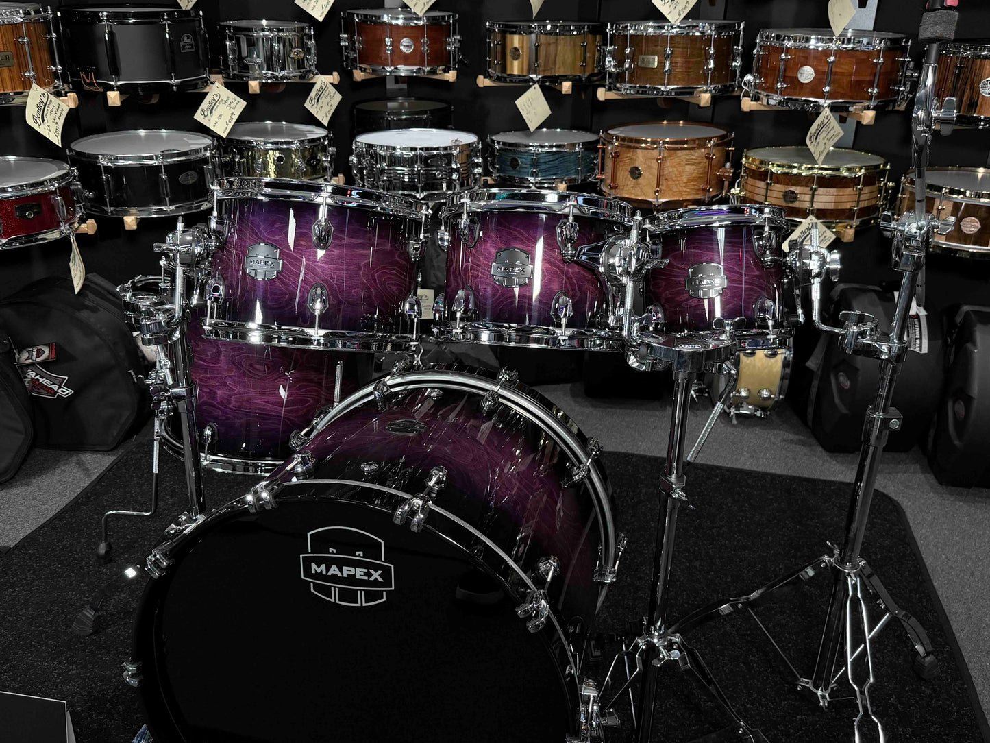Mapex Saturn VI Maple/Walnut Hybrid 5-Piece 8/10/12/16/22 Drum Kit Set in Royal Purple Burst Gloss Lacquer (Displayed at 2026 NAMM Show!)