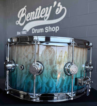 ~WOW!~ DW Collector's Series 333 Pure Maple 7x14 Snare Drum in Malibu Fade over Exotic Super Quilted Maple with Chrome Hardware