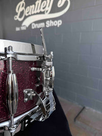 ~NEW!~ Slingerland RadioKing Solid Shell Maple 5.5x14 Snare Drum in Maroon Glass Glitter with Nickel Hardware