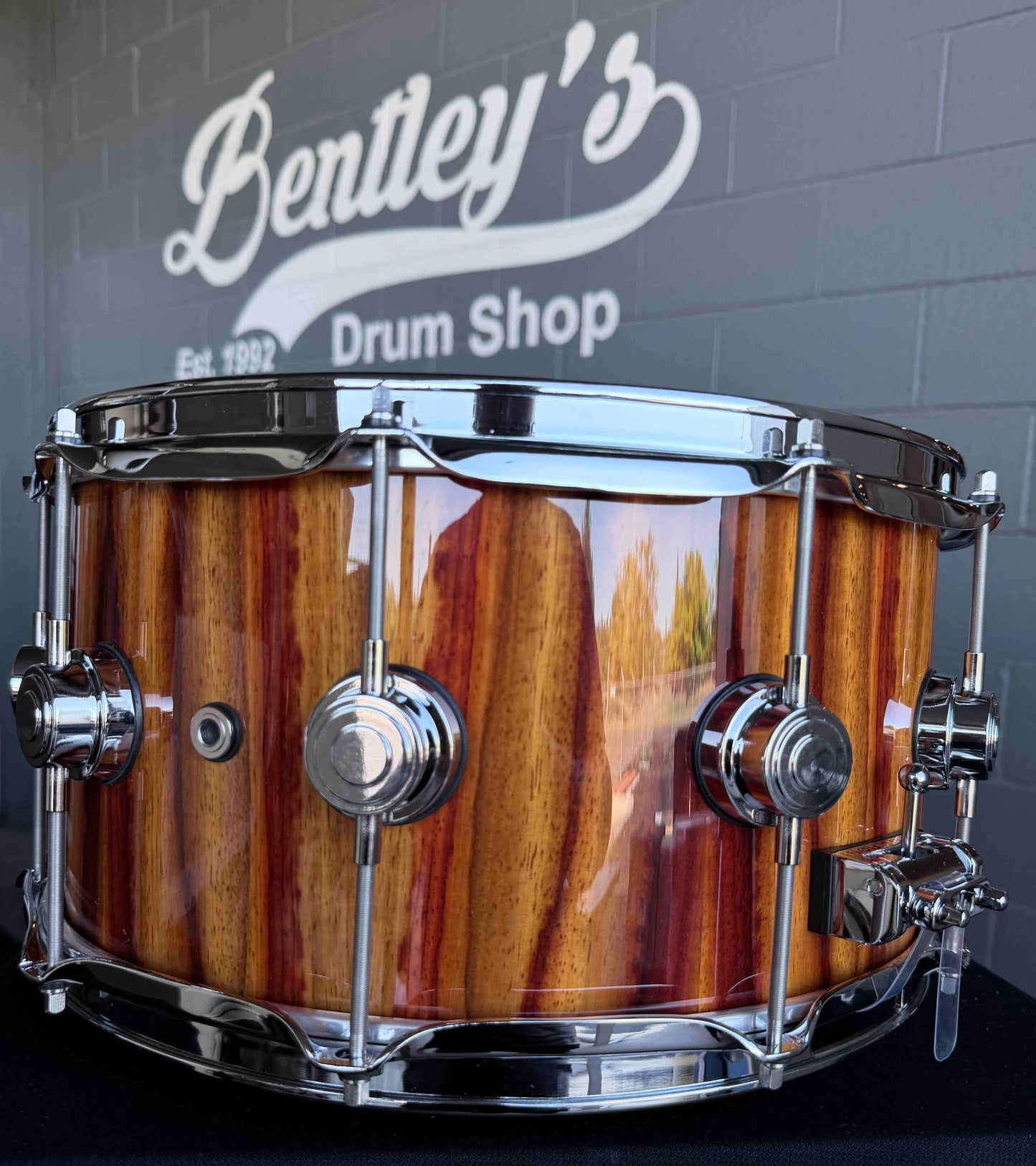 ~WOW!~ DW Collector's Series SSC Pure Maple 7x14 Snare Drum in Citrus Gloss Lacquer over Exotic Candy Stripe Padauk with Chrome Hardware