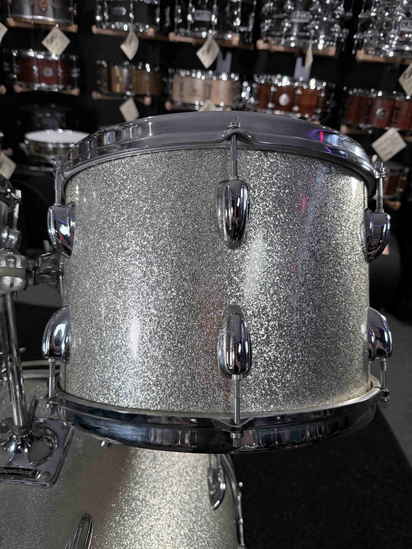 ~WOW!~ Vintage Mid-1970's Slingerland 3-ply Maple 4-Piece 13/14/18/24 Drum Kit Set in Silver Sparkle