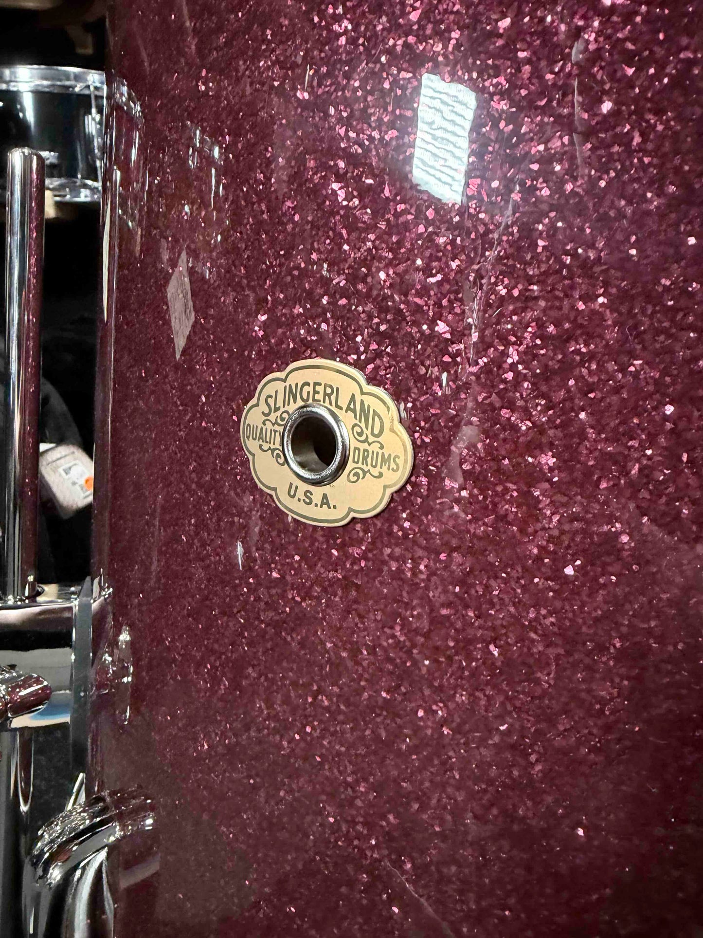 ~NEW!~ 2026 Slingerland RadioKing Mahogany/Poplar/Mahogany 3-Piece 13/16/22 Drum Kit Set in Maroon Glass Glitter with Nickel Hardware
