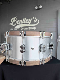 PDP PDSN6514CSAL Concept Select 3mm Aluminum 6.5x14" Snare Drum w/ Walnut Wood Hoops
