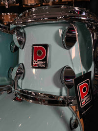 ~NEW~ Premier Elite Maple/Birch Hybrid 4-Piece 10/12/16/22 Drum Kit Set in Baby Blue Lacquer w/ Natural Gloss Bass Drum Hoops