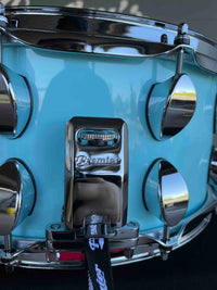 ~NEW~ Premier Elite Maple/Birch Hybrid 6.5x14 Snare Drum in Baby Blue Lacquer