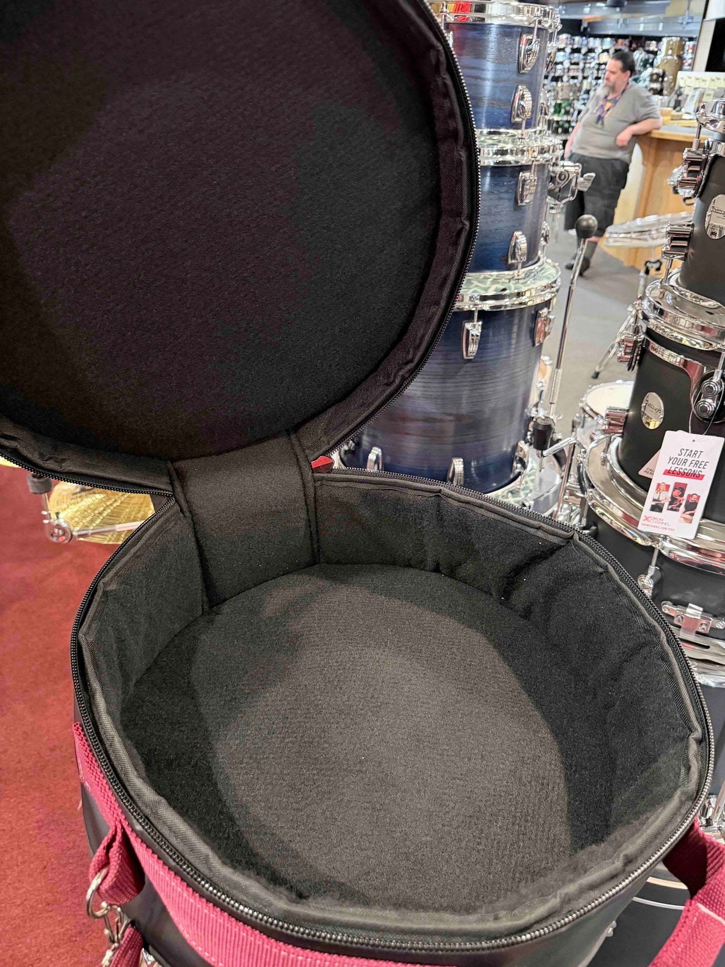 ~NEW!~ Bentley's Drum Shop Custom 5.5x14 Snare Drum Bag with Deep Merlot Rugged Straps (Made in the USA!)