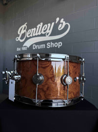 ~WOW!~ DW Collector's Series 333 Pure Maple 7x14 Snare Drum in Exotic Figured Quilted Waterfall Bubinga with Chrome Hardware