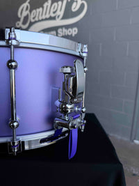 ~NEW!~ 2026 Dunnett 8-Lug StereoPly Maple/Poplar Hybrid 7x14 Snare Drum in Matte Metallic Purple w/ CR Hoops & Dunnett Bag