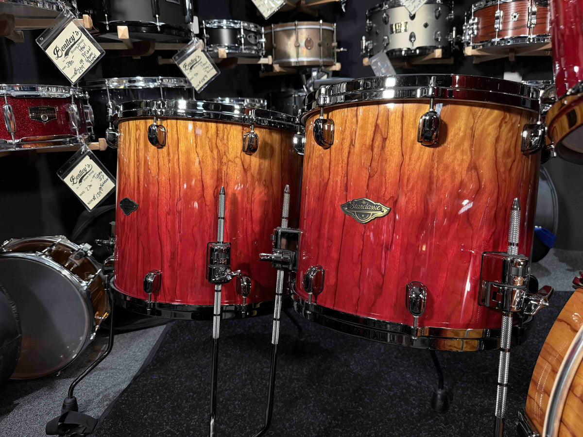 ~LIMITED EDITION~ TAMA Starclassic Walnut/Birch 5-Piece 10/12/14/16/22 Drum Kit Set in Vermillion Bosse Fonce Fade w/ Black Nickel Hardware (Open Box)