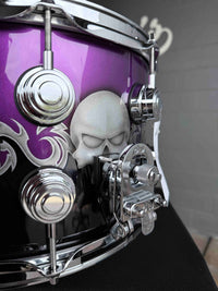 ~NEW~ DW Collector's Series 333 Pure Maple 8x14 Snare Drum in Exotic Sawblades & Skulls Graphics w/ Chrome Hardware