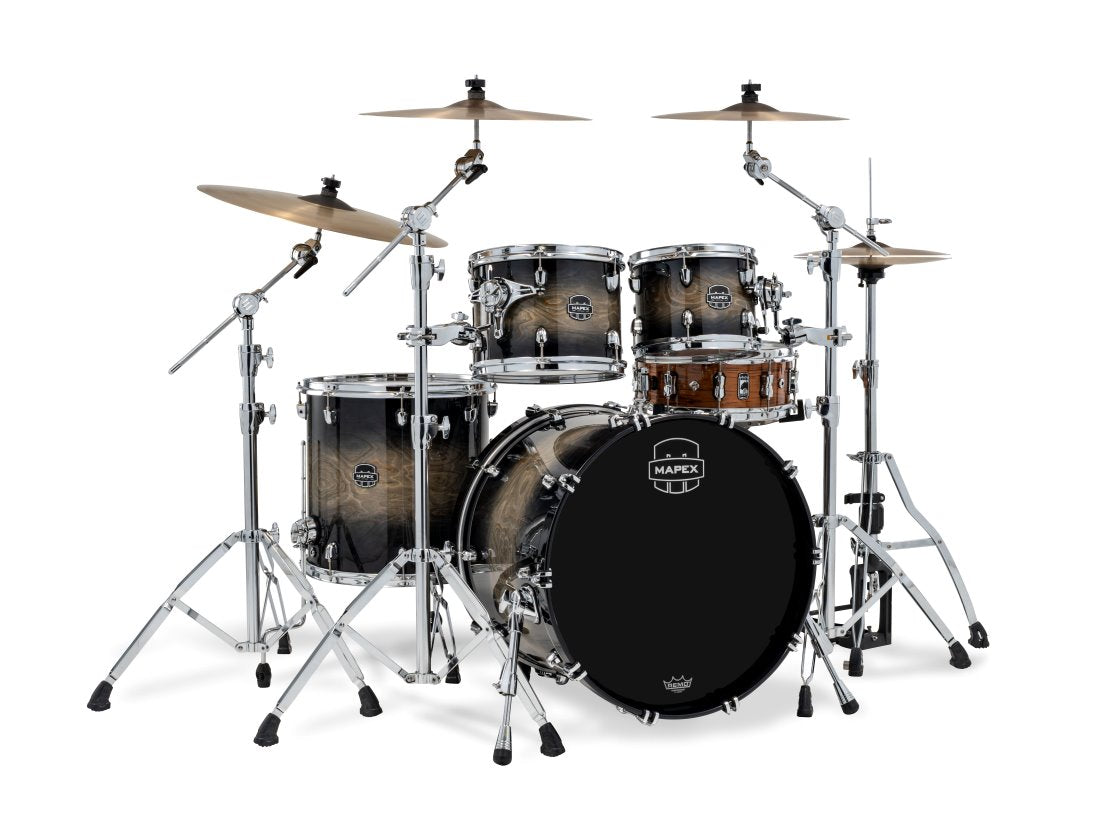 ~NEW~ Mapex SR529XUZXG Saturn VI Rock 4-Piece 10/12/16/22 Drum Kit Set in Black Ink Burst Gloss Lacquer