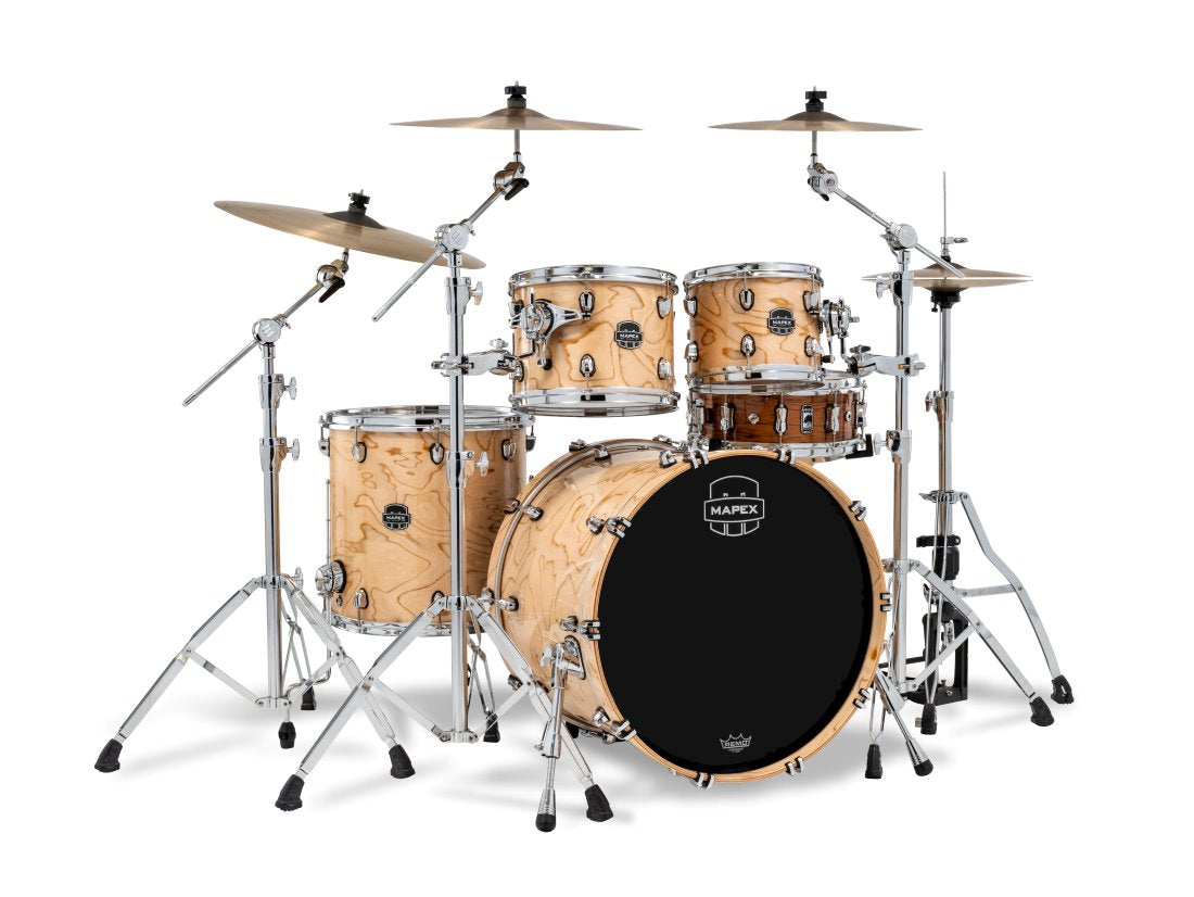 ~NEW~ Mapex SR529XUZXN Saturn VI Rock 4-Piece 10/12/16/22 Drum Kit Set in Exotic Natural Burl Gloss Lacquer