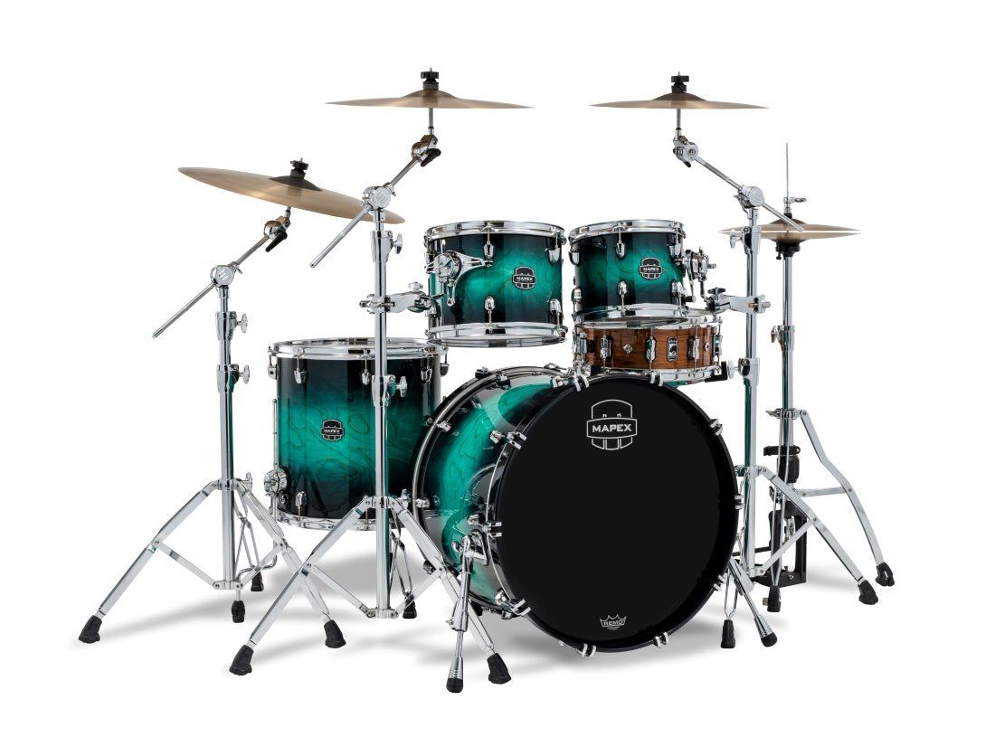 ~NEW~ Mapex SR529XUZXT Saturn VI Rock 4-Piece 10/12/16/22 Drum Kit Set in Marine Teal Burst Gloss Lacquer