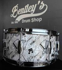 ~BENTLEY'S EXCLUSIVE!~ Ludwig Classic Maple 6.5x14 Snare Drum in Top Hat & Cane White Marine Pearl w/ Imperial Lugs