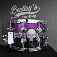 ~NEW~ DW Collector's Series 333 Pure Maple 8x14 Snare Drum in Exotic Sawblades & Skulls Graphics w/ Chrome Hardware