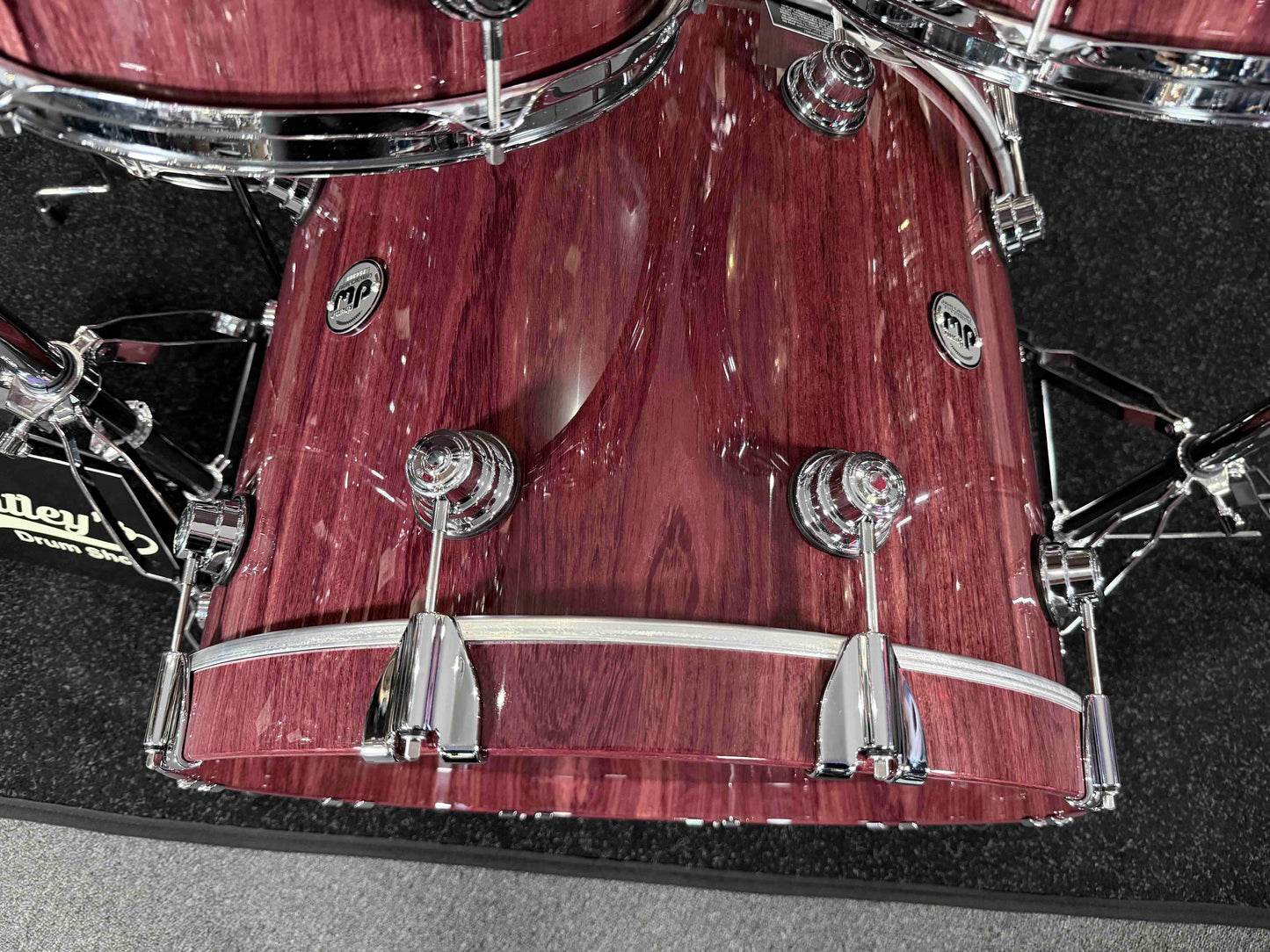 DW Collector's Series Toasted Pure Purpleheart 4-Piece 10/12/16/22 Drum Kit Set in Natural Gloss Lacquer with Chrome Hardware