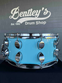 ~NEW~ Premier Elite Maple/Birch Hybrid 6.5x14 Snare Drum in Baby Blue Lacquer