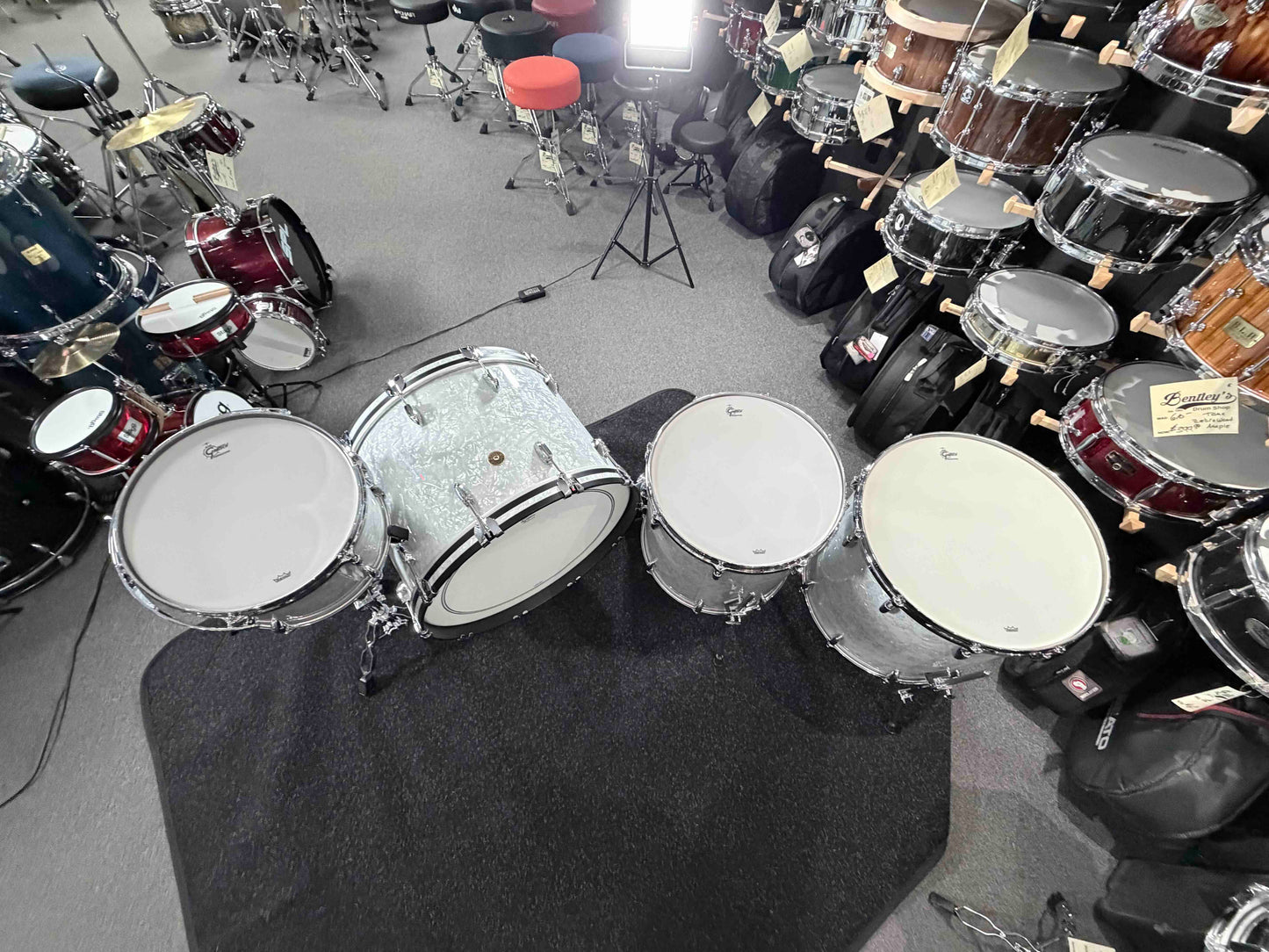 ~WOW!~ Gretsch USA Custom 4-Piece 13/16/18/24 Drum Kit Set in 60's Marine Pearl Nitron