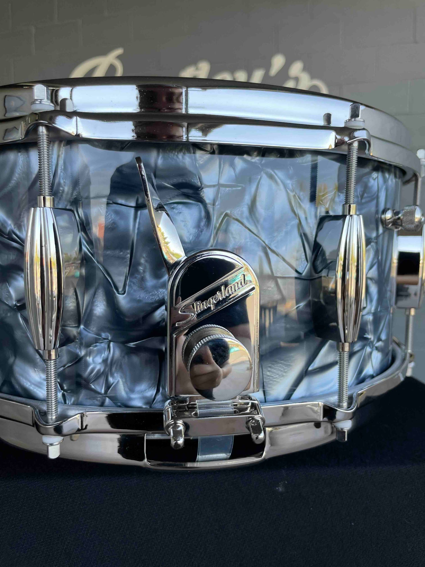 ~NEW~ Slingerland RadioKing Artist Series 6.5x14 Mahogany/Poplar Snare Drum in Black Diamond Pearl with Nickel Hardware