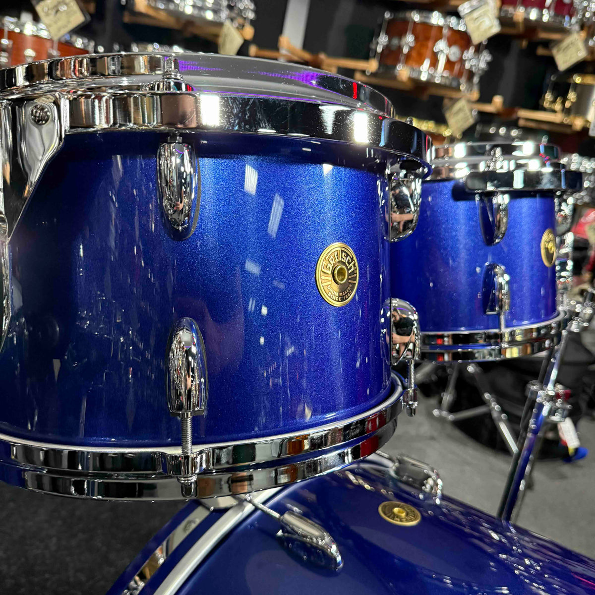 ~WOW!~ Gretsch USA Custom 4-Piece 10/12/16/22 Drum Kit Set in Gloss Mystic Blue Lacquer