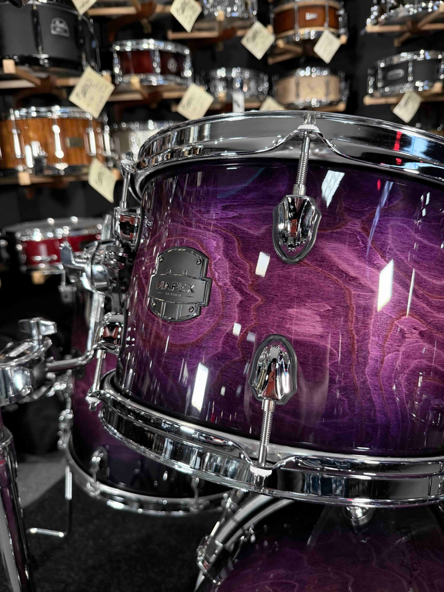 ~NEW~ Mapex SR529XUZXP Saturn VI Rock 4-Piece 10/12/16/22 Drum Kit Set in Royal Purple Burst Gloss Lacquer