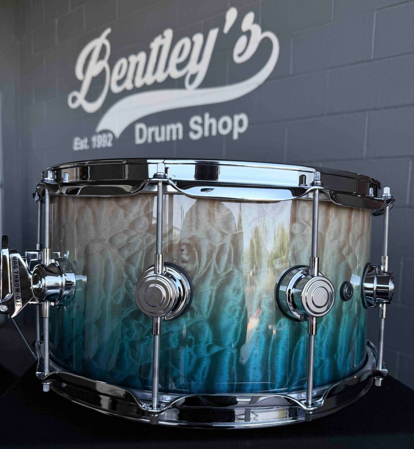~WOW!~ DW Collector's Series 333 Pure Maple 7x14 Snare Drum in Malibu Fade over Exotic Super Quilted Maple with Chrome Hardware