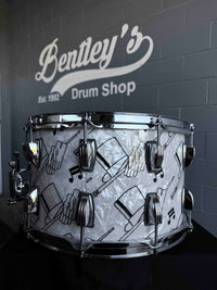 ~BENTLEY'S EXCLUSIVE!~ Ludwig Classic Maple 8x14 Snare Drum in Top Hat & Cane White Marine Pearl