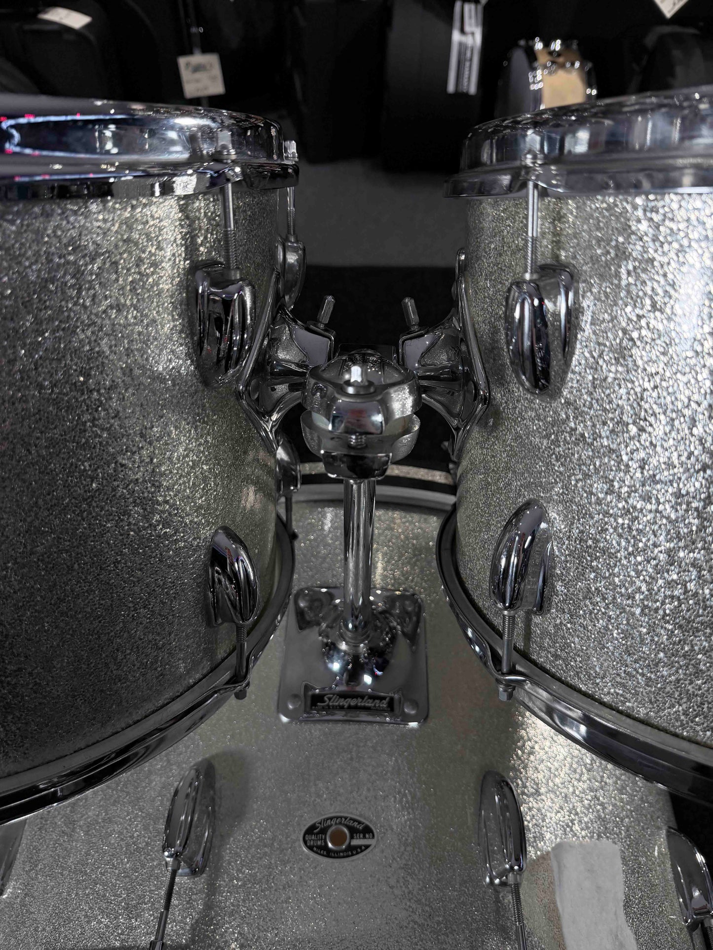 ~WOW!~ Vintage Mid-1970's Slingerland 3-ply Maple 4-Piece 13/14/18/24 Drum Kit Set in Silver Sparkle