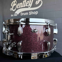 ~NEW!~ Slingerland RadioKing Solid Shell Maple 7x14 Snare Drum in Maroon Glass Glitter with Nickel Hardware