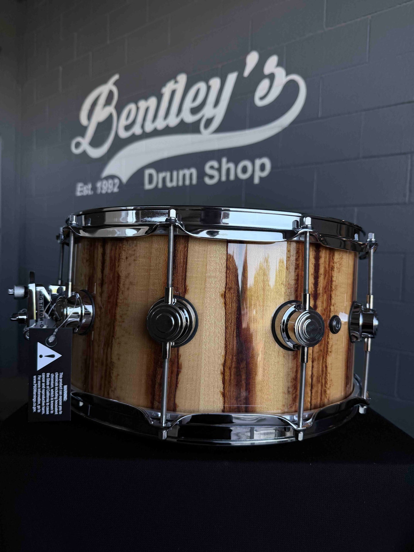 ~WOW!~ DW Collector's Series 333 Pure Maple 7x14 Snare Drum in Natural Gloss Lacquer over Exotic African Chechen with Chrome Hardware