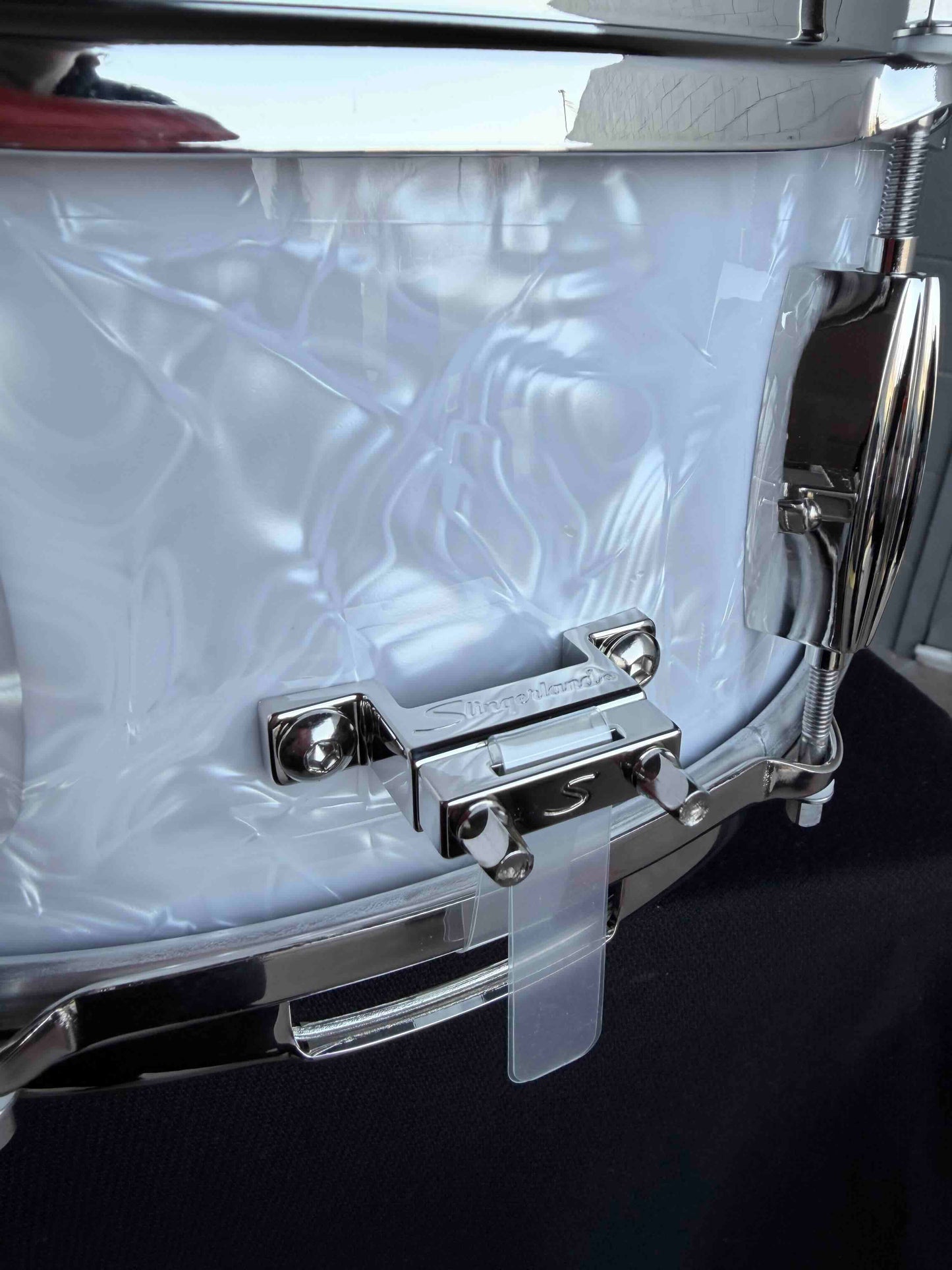 ~NEW!~ Slingerland RadioKing Artist Mahogany/Poplar 5.5x14 Snare Drum in White Marine Pearl with Nickel Hardware
