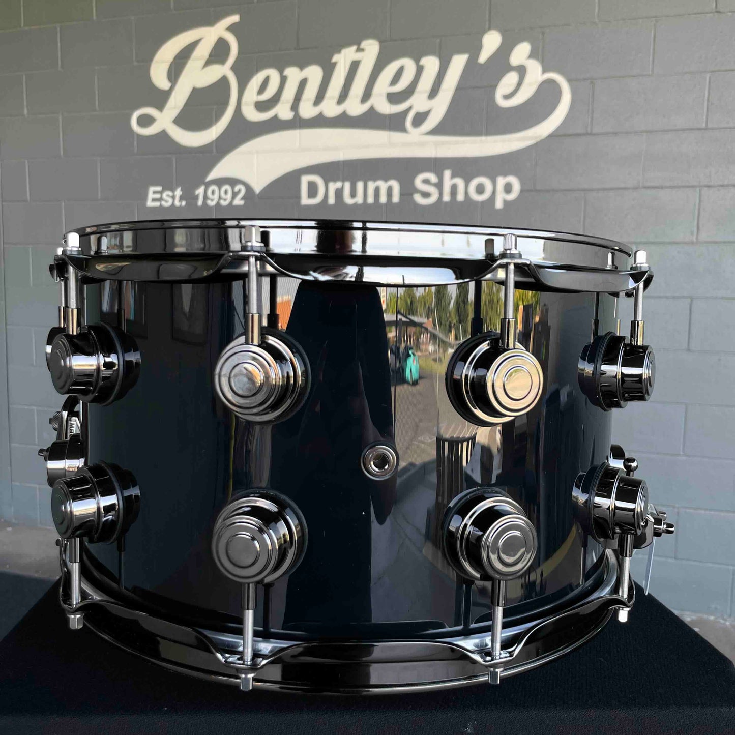 DW Collector's Series 333 Pure Maple 8x14 Snare Drum in Gloss Black FinishPly with Black Nickel Hardware