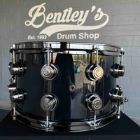 DW Collector's Series 333 Pure Maple 8x14 Snare Drum in Gloss Black FinishPly with Black Nickel Hardware