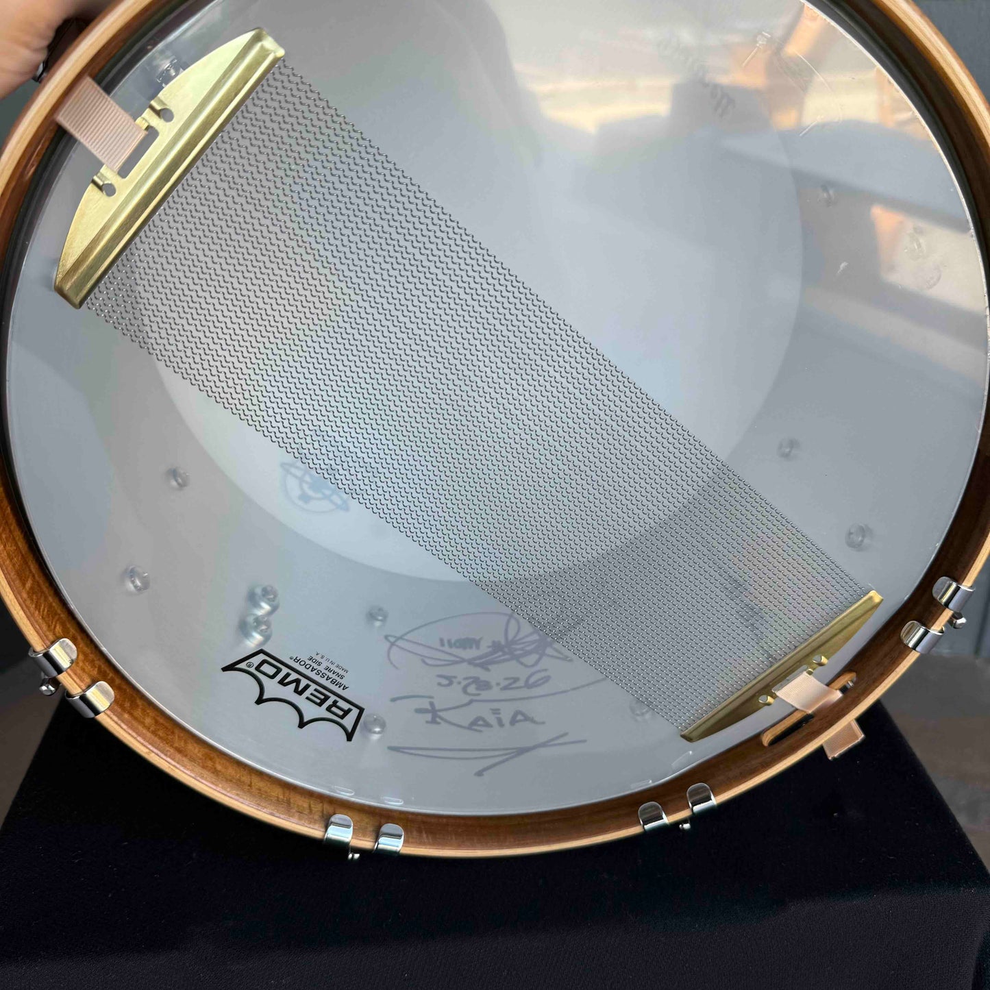 Dunnett Classic SS Polished Stainless Steel 7x14 Snare Drum with Deko Lugs, Acacia MetalWood Hoops & Case