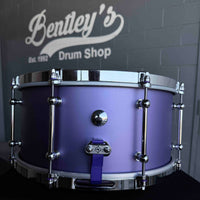 ~NEW!~ 2026 Dunnett 8-Lug StereoPly Maple/Poplar Hybrid 7x14 Snare Drum in Matte Metallic Purple w/ CR Hoops & Dunnett Bag