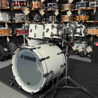 ~WOW!~ Sonor SQ2 Medium Beech 6-Piece 8/10/12/14/16/22 Drum Kit Set in Papyrus White Lacquer & Black Semi-Gloss Interior with Ruthenium Black Nickel Hardware